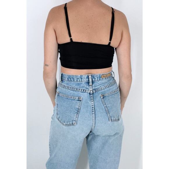 Women's Black V-neckline Front Twist Cropped Top Size XS - Picture 2 of 3